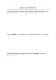 English Worksheet: 3 Parts of Speech worksheet