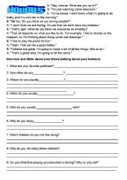 English Worksheet: hobbies