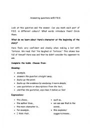 English Worksheet: Hare & Tortoise PEE worksheet
