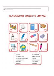 English Worksheet: Classroom object match