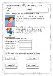 English Worksheet: 3rd grade test with Incredible English 2! Unit 1 
