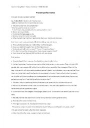 English Worksheet: present perfect and past perfect practice