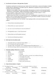 English Worksheet: Sample Exam Paper