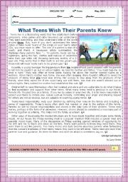 English Worksheet: TEST- WHAT TEENS WISH THEIR PARENTS KNEW!