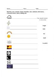 English Worksheet: What is in the sky