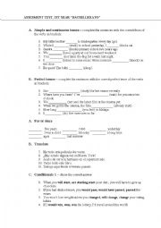 English Worksheet: Assessment test 1st year Baccalaurate