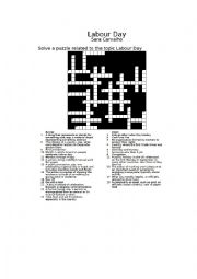 English Worksheet: Labor Day Crossword with solution