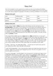 English Worksheet: Story Grid