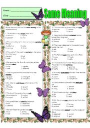 English Worksheet: Same Meaning For Intermediate