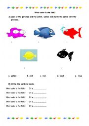 English Worksheet: What color is the fish?