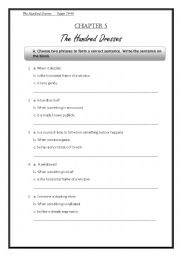 English Worksheet: The Hundred Dresses Chapter 5