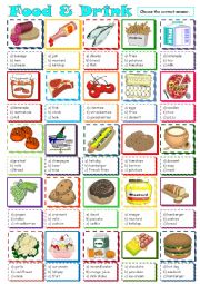 English Worksheet: Food & Drink *** multiple choice ***