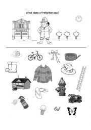 English Worksheet: What does a firefighter use?