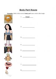 English Worksheet: Parts of the Body Nouns