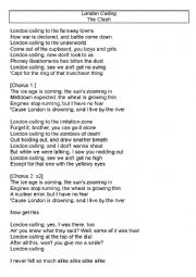 English Worksheet: London Calling by the Clash