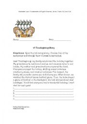 English Worksheet: thanksgiving