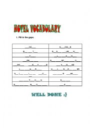 English Worksheet: Hotel vocabulary