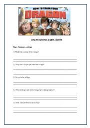 English Worksheet: How to train your dragon - Movie Activity