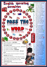English Worksheet: Pass the word - English-speaking countries quiz