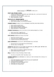 English Worksheet: Speak with the different verb tenses