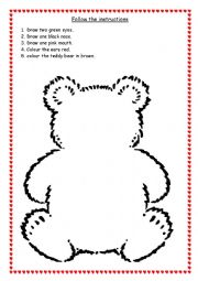 English Worksheet: Read the instructions and make a teddy!
