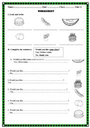English Worksheet: Food and drink
