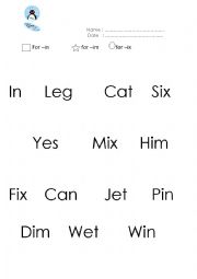 English Worksheet: Family word -im, -in and -ix