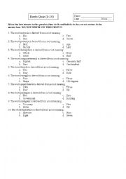 English Worksheet: Roots 1-10