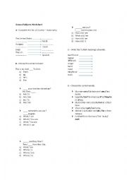English Worksheet: General Subjects Worksheet
