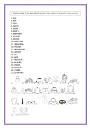 clothes-scrambled letters - ESL worksheet by beti.ka