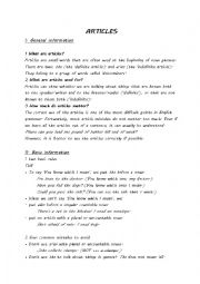 English Worksheet: use of article