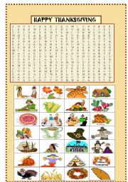 Thanksgiving : picture wordsearch