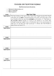 English Worksheet: Holidays and traditions