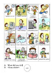 English Worksheet: Coin Flick game for past tense verbs