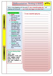 English Worksheet:  Writing a story (Group A): Differentiated instruction