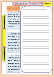 English Worksheet: Writing a story (group c): based on differentiated instruction