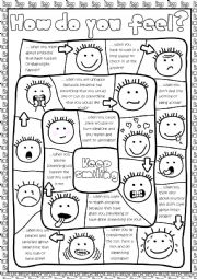 English Worksheet: How do you feel? - board game (KEY included)