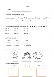 English Worksheet: TEST FOR KIDS 2