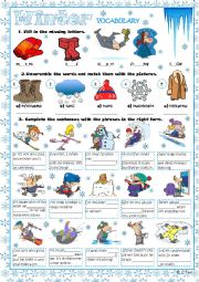Winter vocabulary exercises