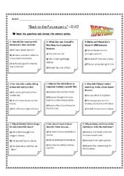 English Worksheet: Back to the Future Part 1 - quiz (with key)