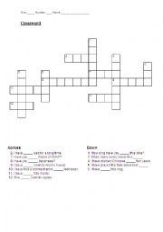 English Worksheet: Crossword Review for Third year Japanese JHS students