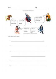 English Worksheet: Super hero obligations