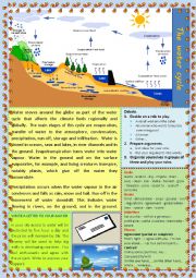 English Worksheet: Water cycle (multi-activity worksheet, debating and writing)