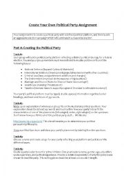 English Worksheet: POLITICAL PARTIES