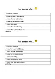 English Worksheet: Find someone who...past simple
