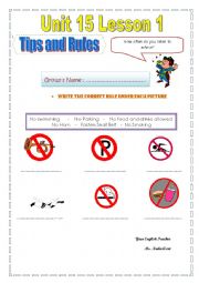 English Worksheet: tips and rules