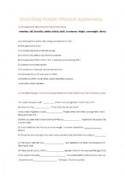 English Worksheet: Describing People