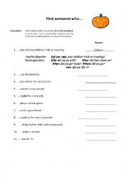 English Worksheet: Find Somone Who -past simple practice