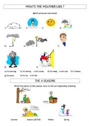 English Worksheet: weather and seasons