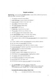 English Worksheet: Modal verbs